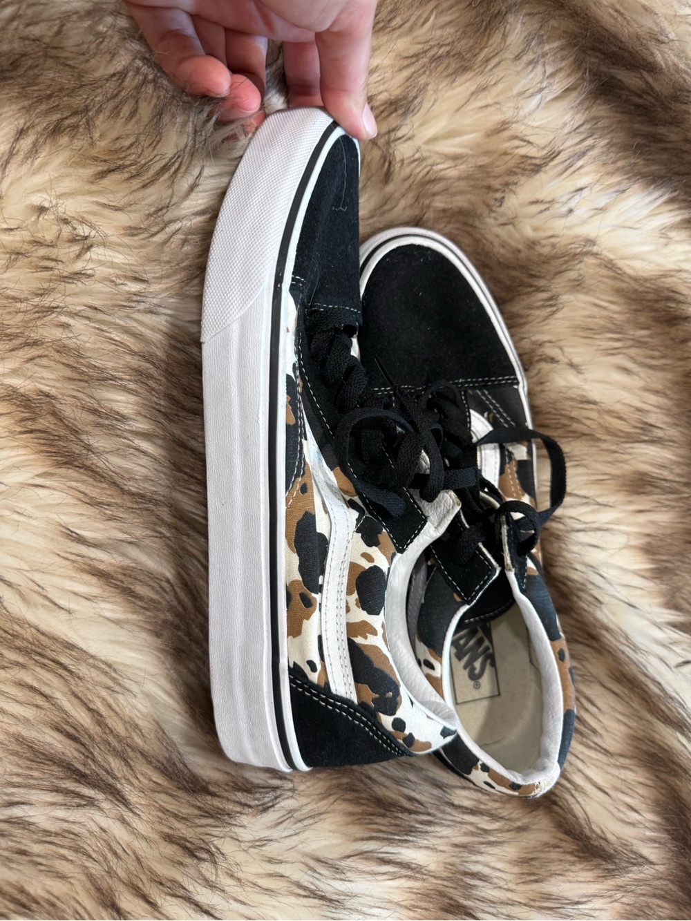 Vans Black & Tan Cow looking Old Skool Sneakers